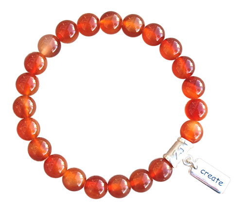 CARNELIAN JEWELRY - Carnelian bracelet adorned with a sterling silver create charm