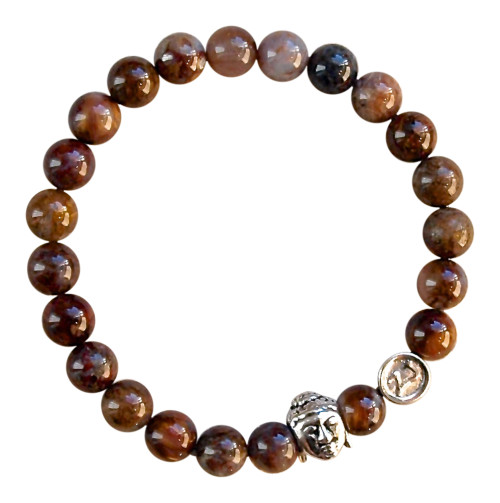 Pietersite bracelet adorned with a sterling silver Buddha head by zen jewelz