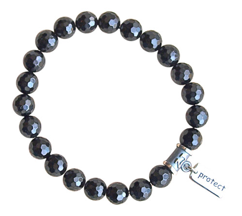 Onyx gemstones - Onyx gemstone bracelet adorned with a sterling silver protect charm by zen jewelz