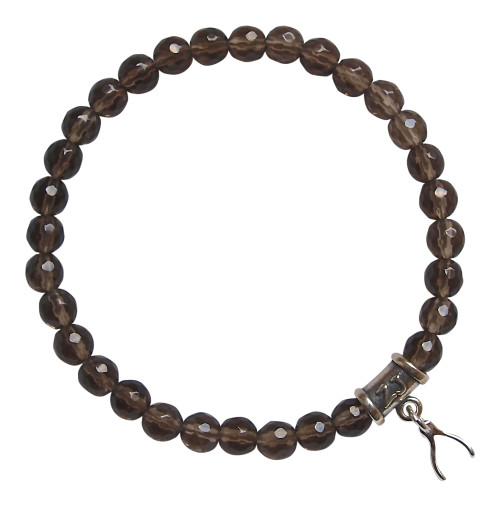  Smokey Quartz gemstones - Smokey Quartz gemstone bracelet adorned with a sterling silver wishbone charm by zen jewelz