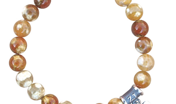 Fire Agate gemstone bracelet adorned with a sterling silver peace charm by zen jewelz - be fearless