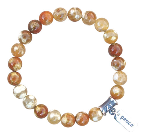 Fire Agate gemstone bracelet adorned with a sterling silver peace charm by zen jewelz - fire agate meaning