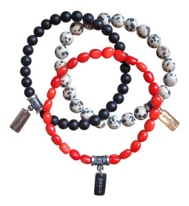 Red Coral, Onyx and Dalmation Stone healing crystals -coral jewelry