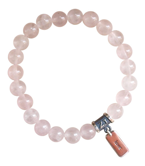 Rose Quartz gemstone bracelet adorned with a sterling silver love charm by zen jewelz - how to find inner peace