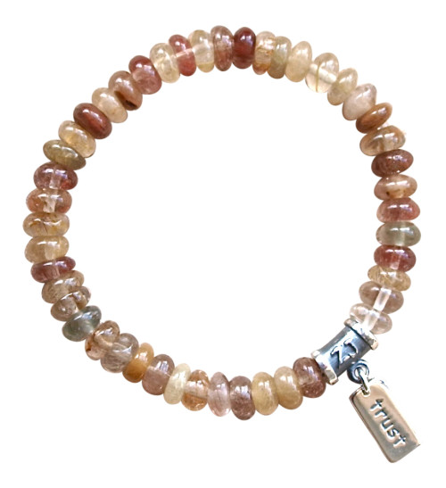 Rutilated Quartz Gemstones - Rutilated Quartz gemstone bracelet adorned with a sterling silver trust charm by zen jewelz