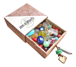 Custom zen jewelz jewelry box filled with chakra balancing gemstones called a DreamBox