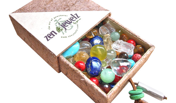 Custom zen jewelz jewelry box filled with chakra balancing gemstones called a DreamBox