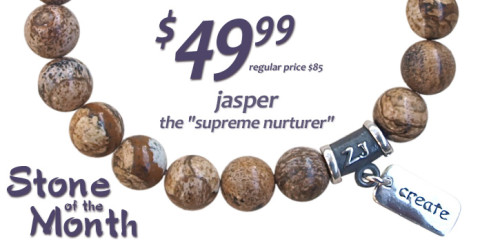 Jasper Energy bracelets by zen jewelz are adorned with a sterling silver create charm