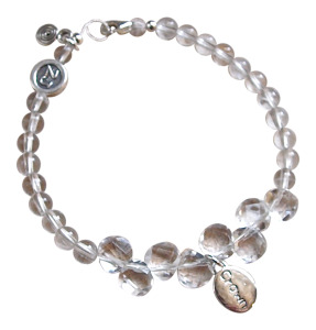 Quartz Chakra Stones bracelet adorned with a sterling silver crown chakra charm - chakra stones