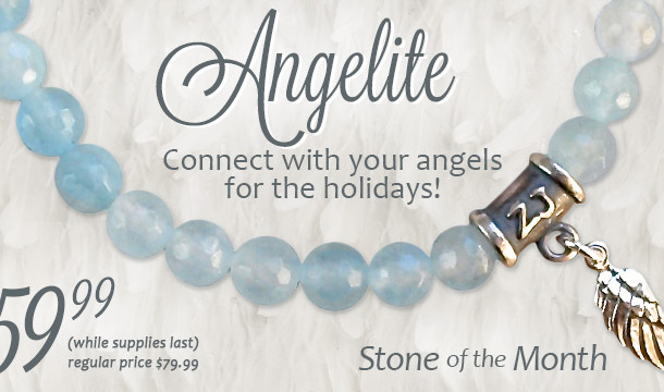 Angelite gemstone bracelet adorned with a sterling silver angel wing charm