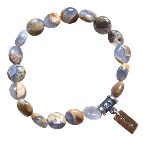 Chalcedony Bracelet adorned with a sterling silver breathe charm