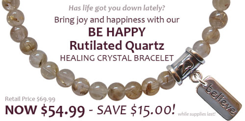 Rutilated Quartz Bracelet adorned with a sterling silver believe charm