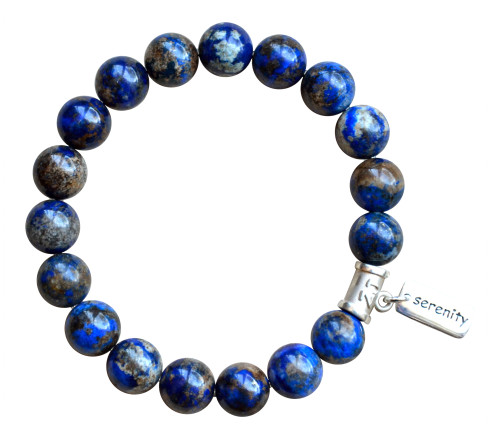 Lapis Lazuli Bracelet adorned with a sterling silver serenity charm