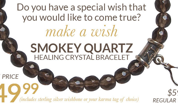 Smokey Quartz Bracelet adorned with a sterling silver wishbone charm